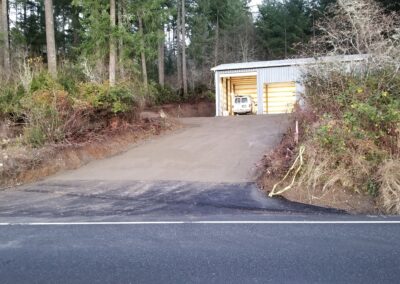 New driveway into leading to shop